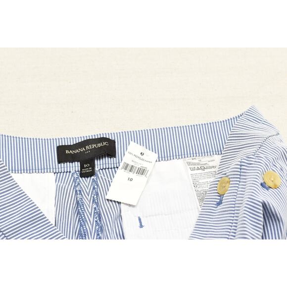 Banana Republic Shorts Womens 10 Pinstripe Nautical Sailor Button Summer Casual - Picture 7 of 8